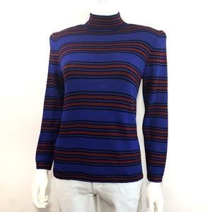 St. John • Vintage Striped Mock Turtleneck Sweater